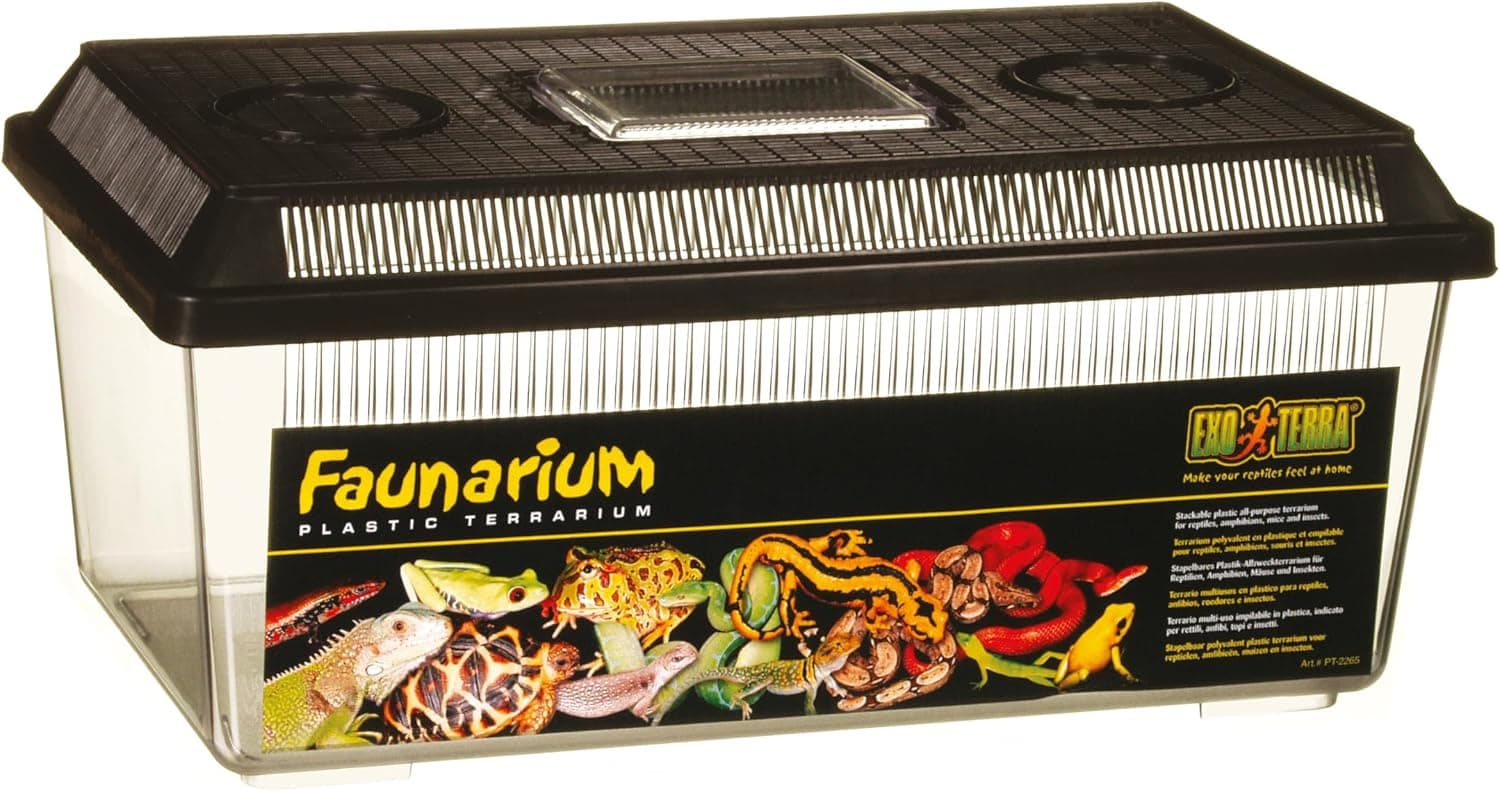 Exo Terra Faunarium Flat Home Plastic Reptile Terrarium, Medium 14 x 8 x 6 in