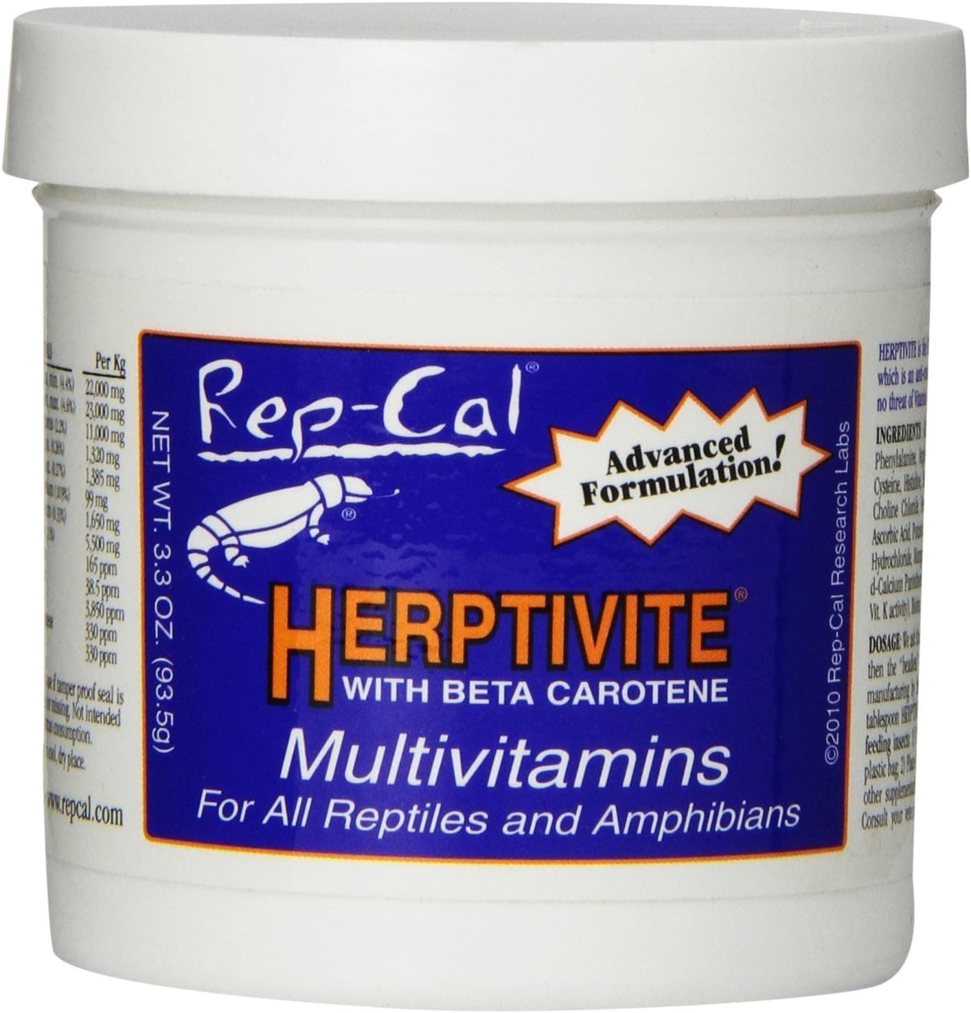 Herptivite Multivitamin for Reptiles and Amphibians, 3.3 oz Blue Bottle