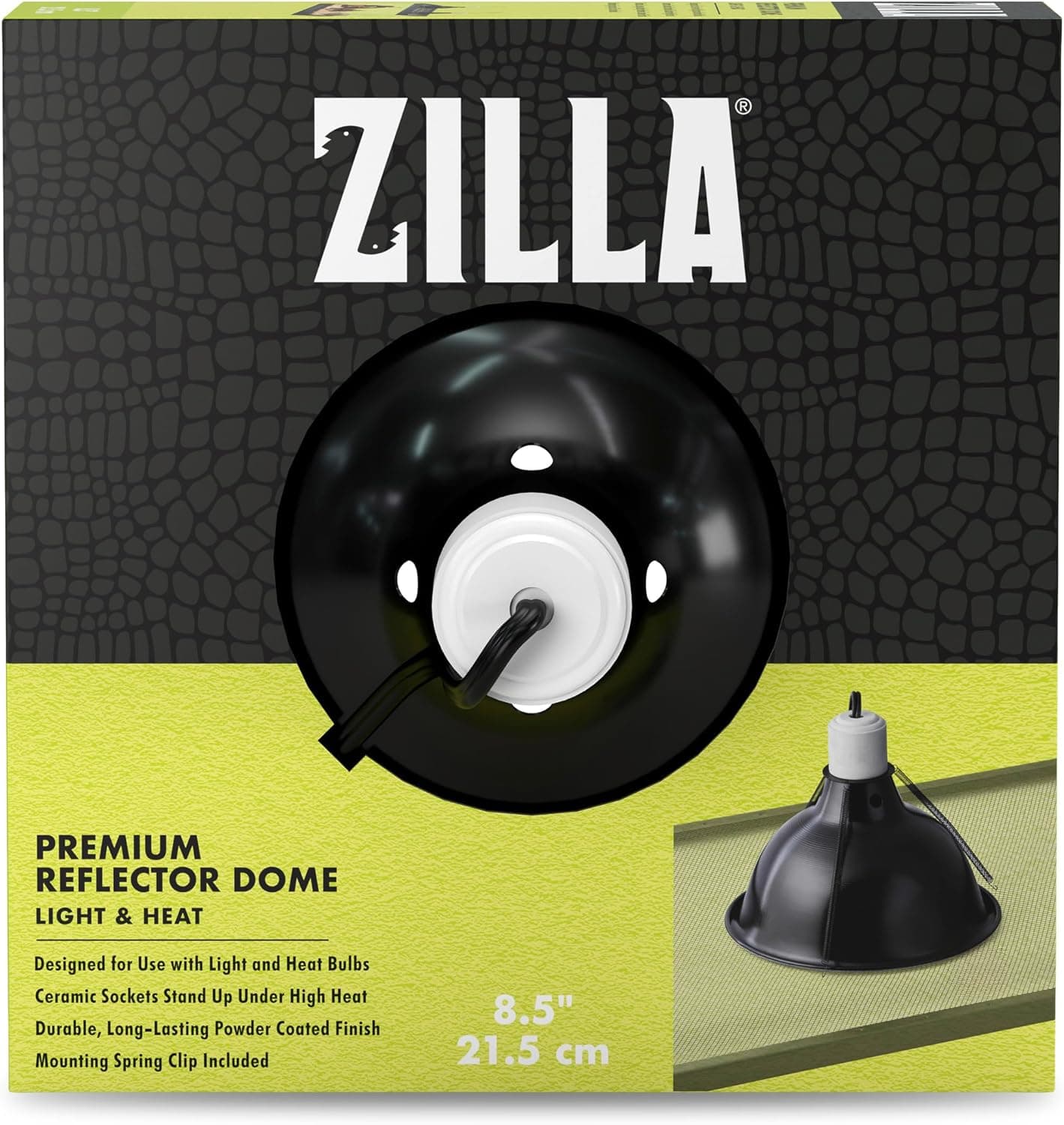 Zilla Pet Reptile Premium Heat Lamp Reflector Dome Fixture, 8.5 Inches