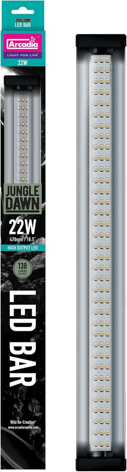 Arcadia Jungle Dawn LED Bar 18.5 Inch 22 Watts High Output LED Light Bar for Reptiles and Terrariums