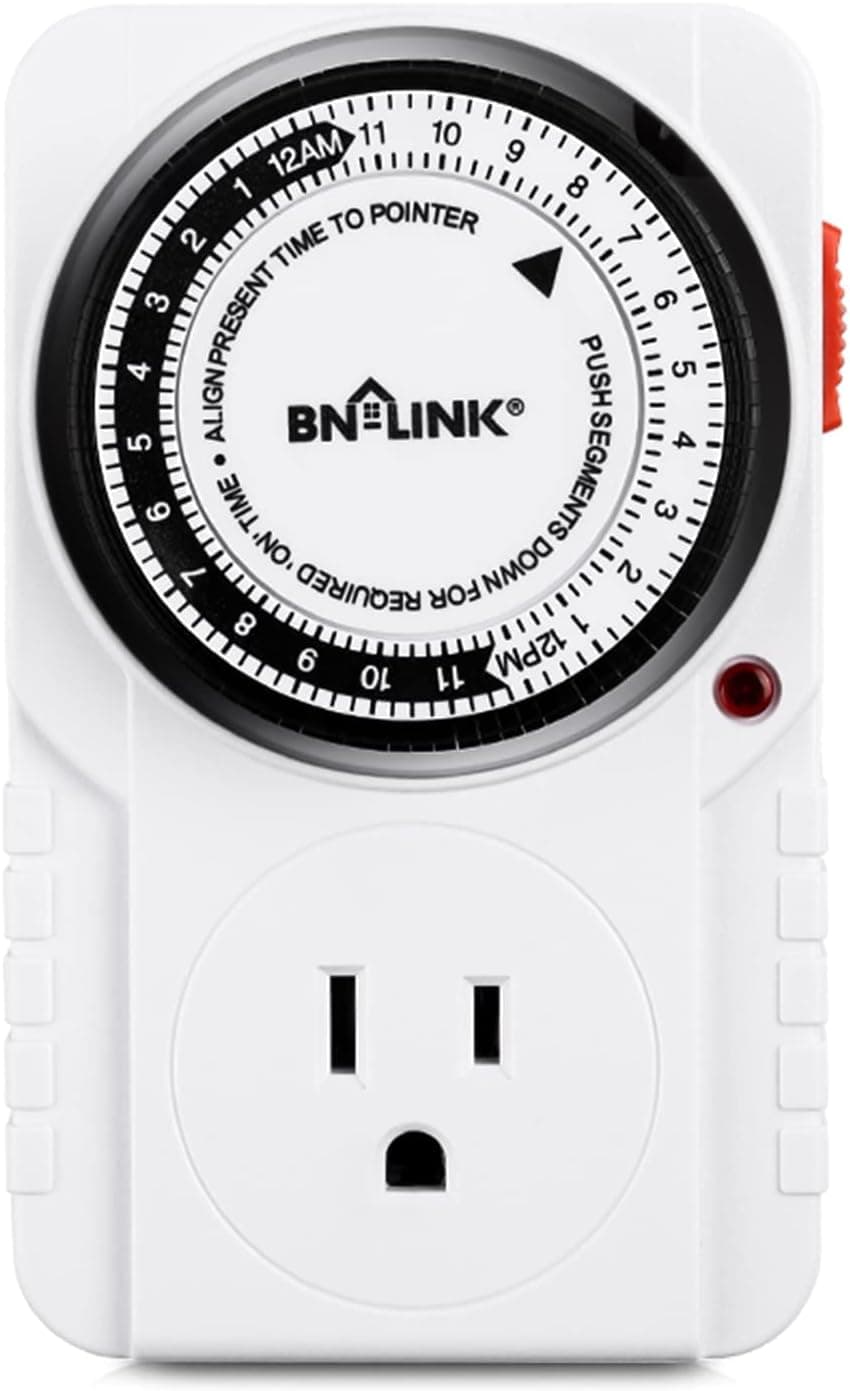 BN-LINK 24-Hour Heavy Duty Mechanical Timer Outlet with Indicator Light, 3-Prong