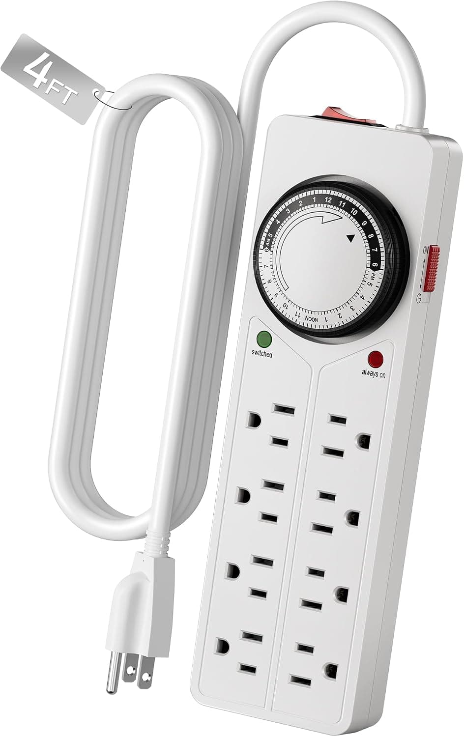 BN-LINK 8 Outlet Surge Protector with Mechanical Timer, 4 Timed and 4 Always-On Outlets