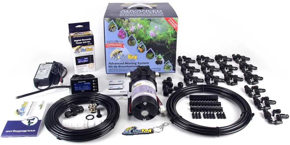 MistKing Starter Misting System 4th Gen, Expandable to 10 Nozzles, 50 Micron Droplets, MKSMS4-125-50