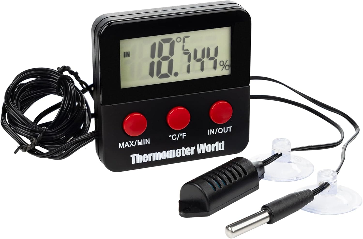Digital Reptile Thermometer and Humidity Gauge with Remote Probes for Terrarium, Tank, Cage, Incubator