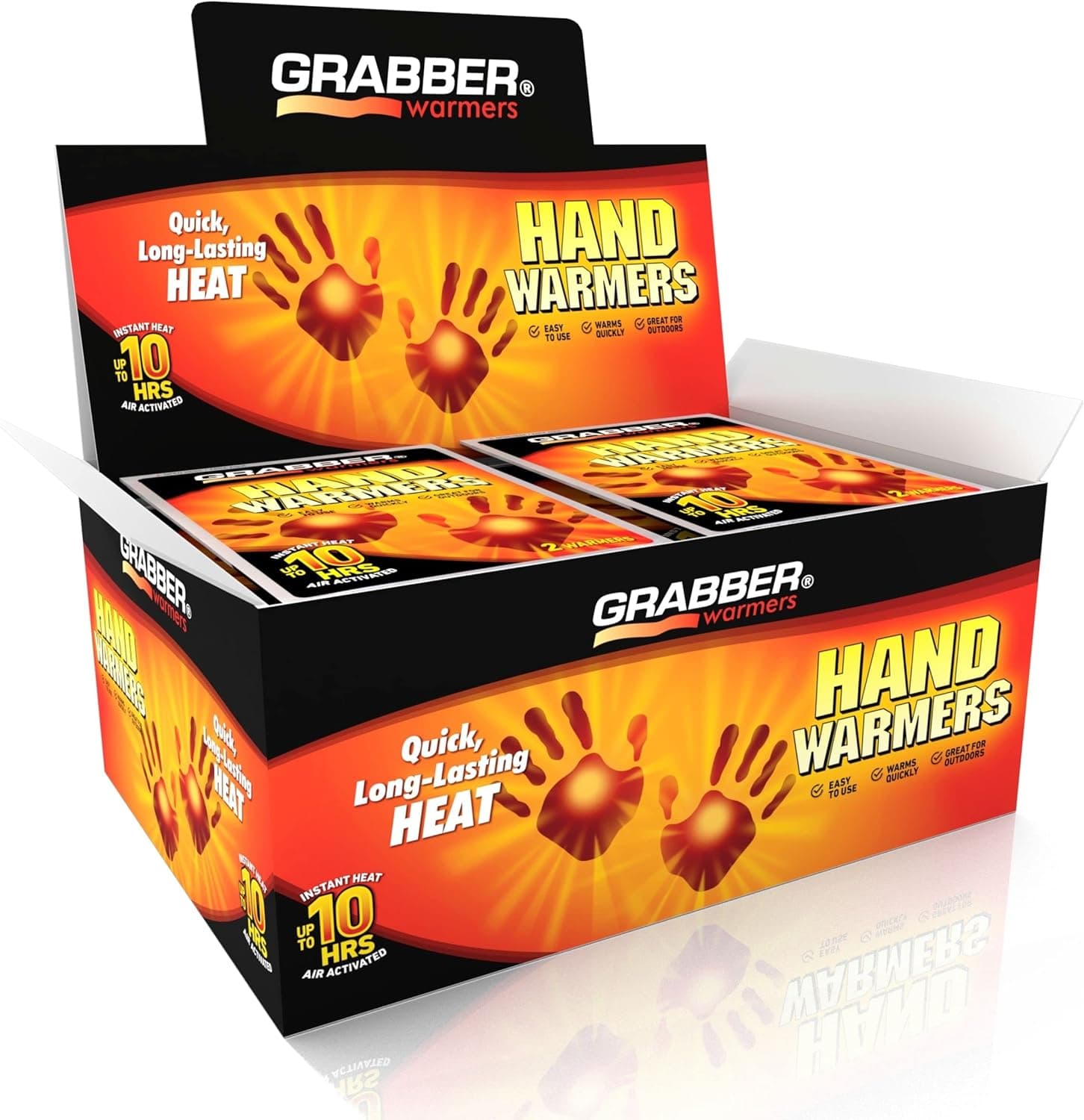 Grabber Hand Warmers, Long Lasting Natural Odorless Air Activated Warmers, Up to 10 Hours of Heat, 40 Pair