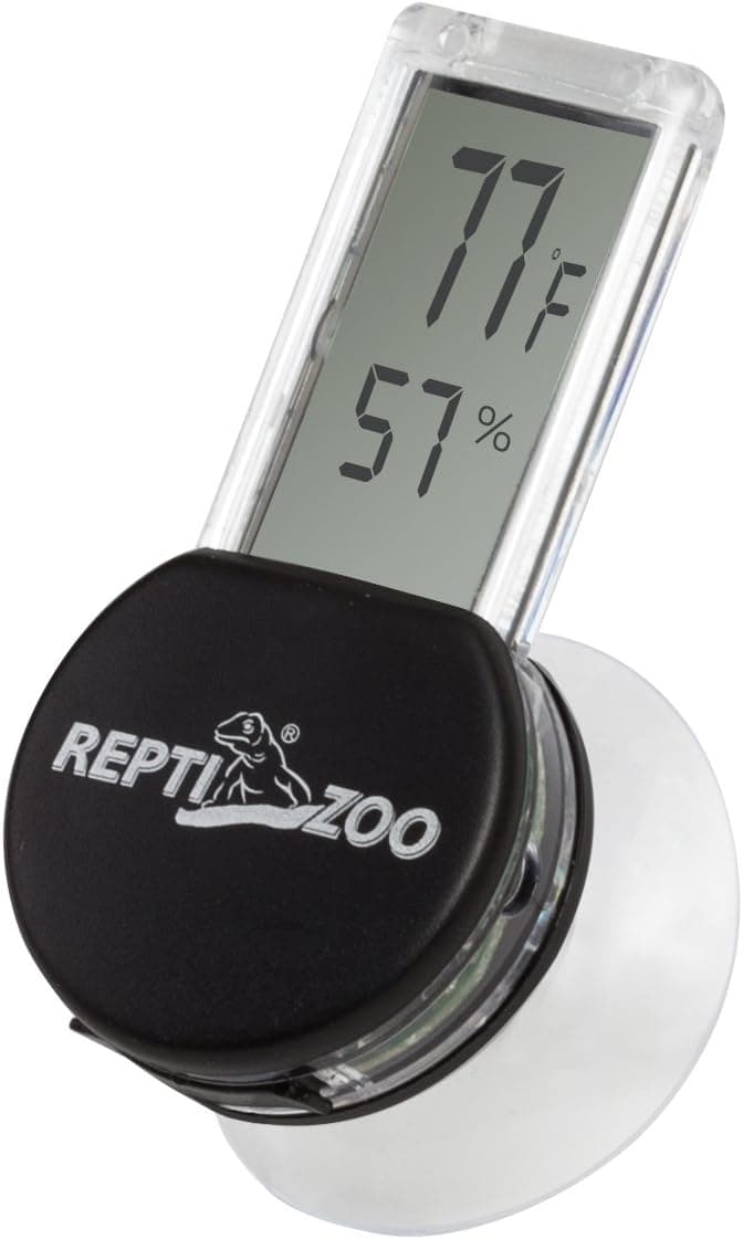 REPTI ZOO Reptile Terrarium Thermometer Hygrometer Digital LCD Display Pet Rearing Box Reptiles Tank Thermometer Hygrometer with Suction Cup