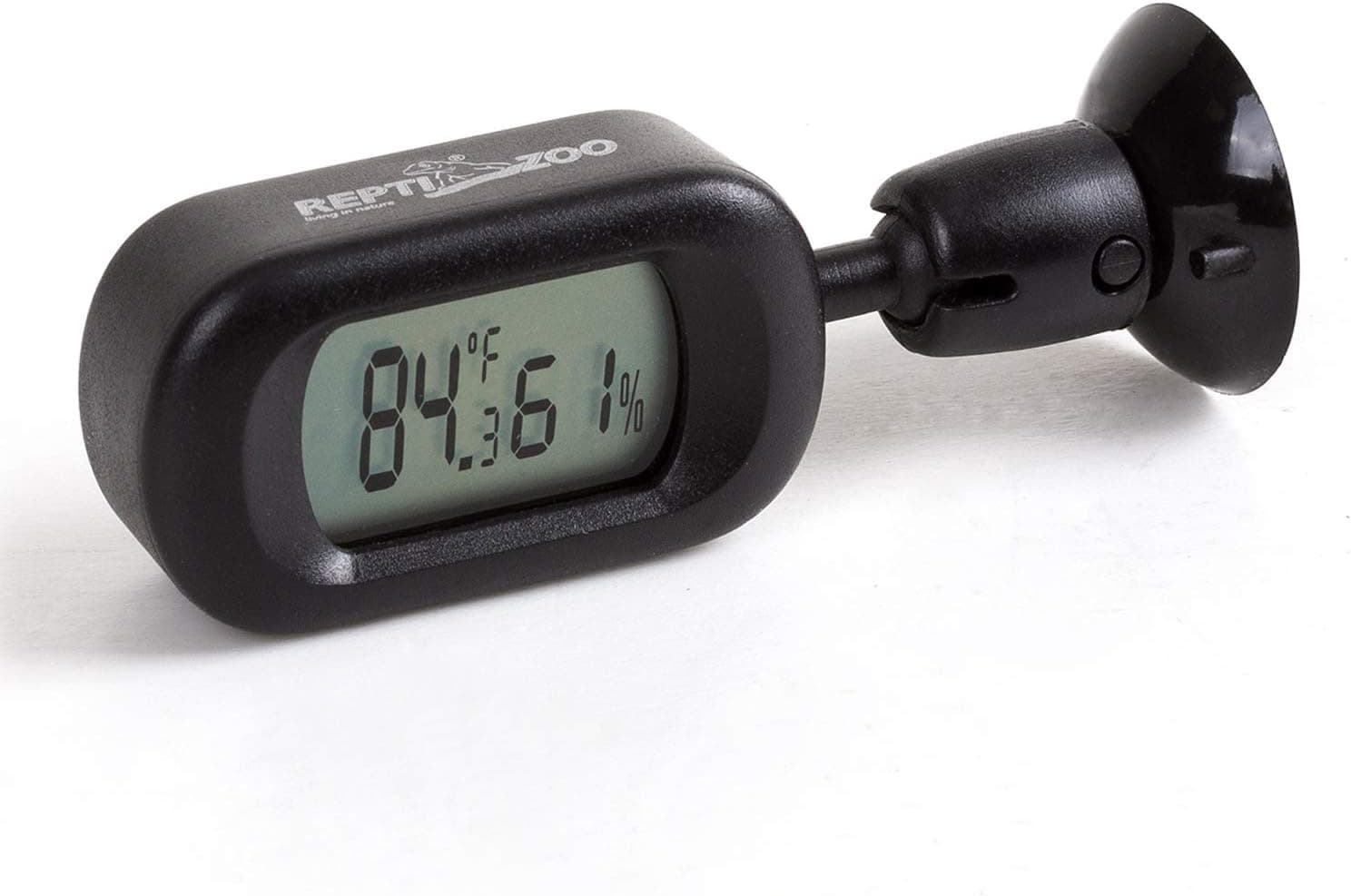 REPTI ZOO Reptile Terrarium Thermometer Hygrometer Digital Display 360 Degree Rotation with Suction Cup, 3-Sides Mounting
