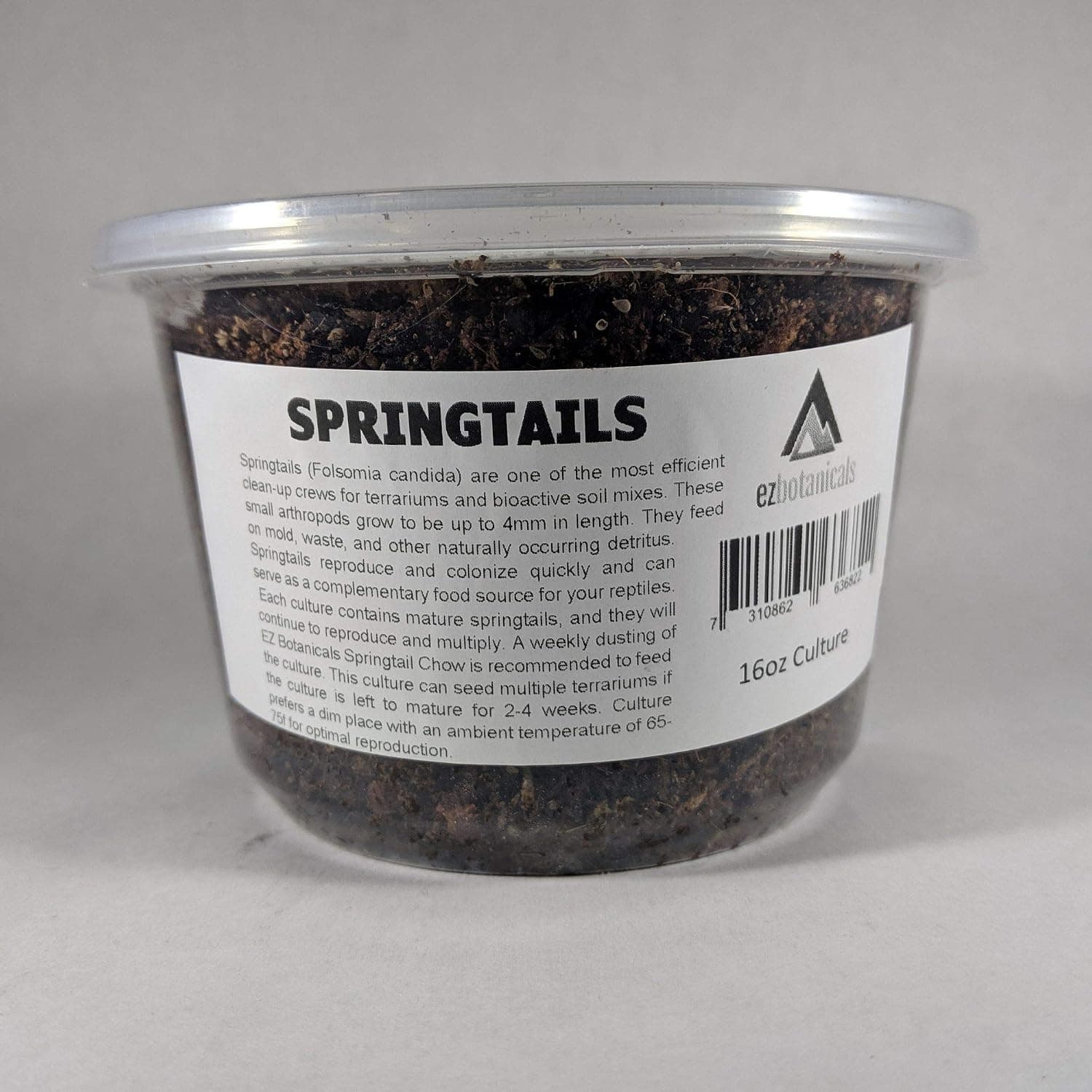 E-Z Botanicals Premium Live Springtails 16 oz Mini Culture (Collembola) for Terrariums, Vivariums and Paludariums