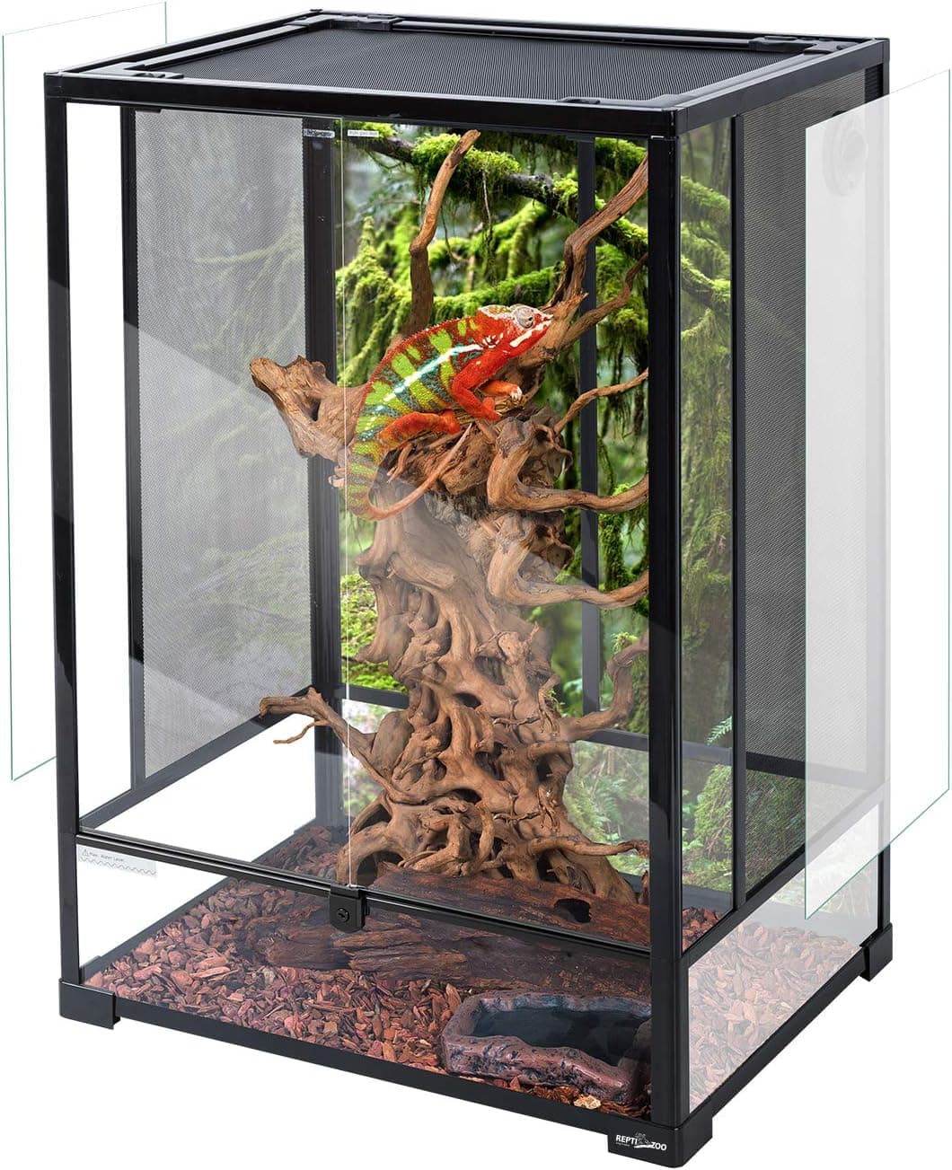 REPTI ZOO 24 x 18 x 36 Inches Reptile Tall Glass Terrarium, Rainforest Habitat Double Hinge Door with Screen Ventilation, 67 Gallon