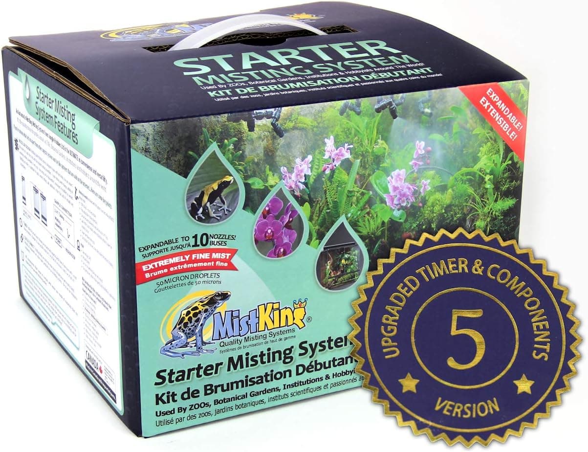 MistKing Starter Misting System 5th Gen, Expandable to 10 Nozzles, 50 Micron Droplets, MKSMS5-125-50