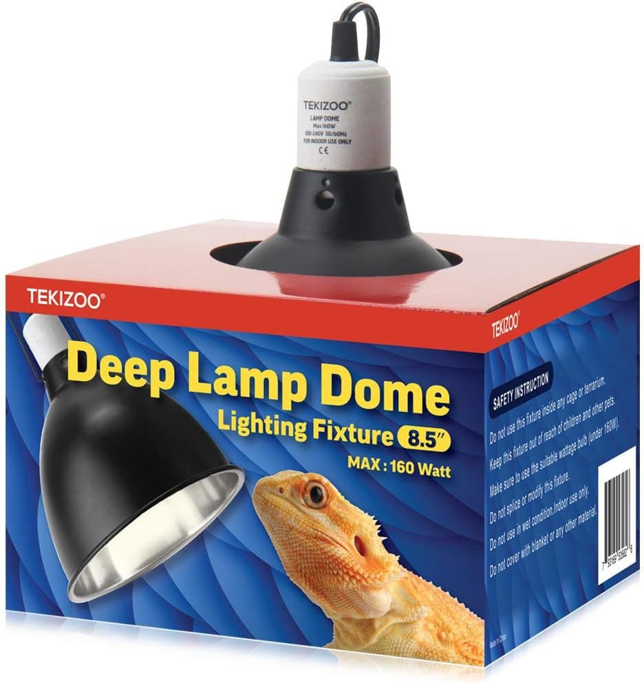 TEKIZOO 8.5 Inch Deep Light Dome Reptile Lamp Fixture Aluminum Optical Reflector