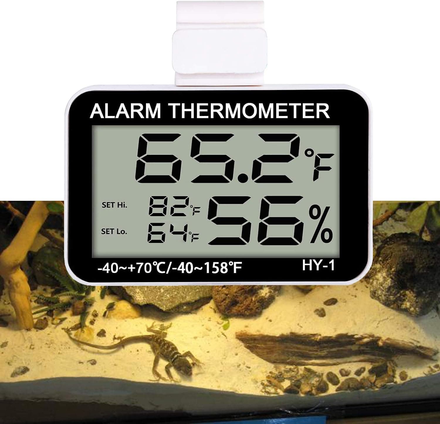 capetsma Mini Hygrometer Reptile Thermometer Digital LCD Monitor Humidity Meter Gauge for Terrarium Greenhouse with Sound Alarm