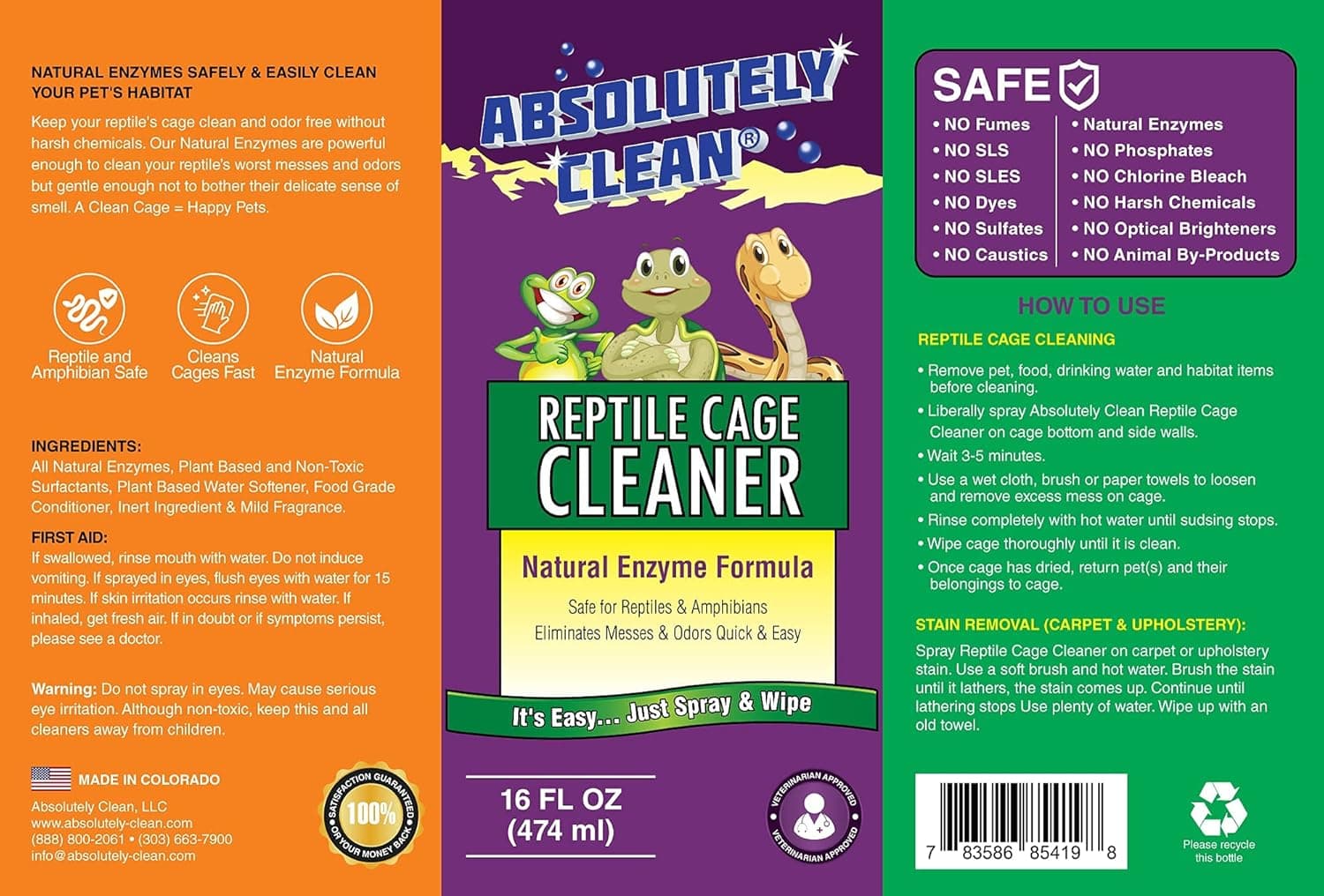 Absolutely Clean Amazing Reptile and Amphibian Terrarium Cleaner and Odor Eliminator