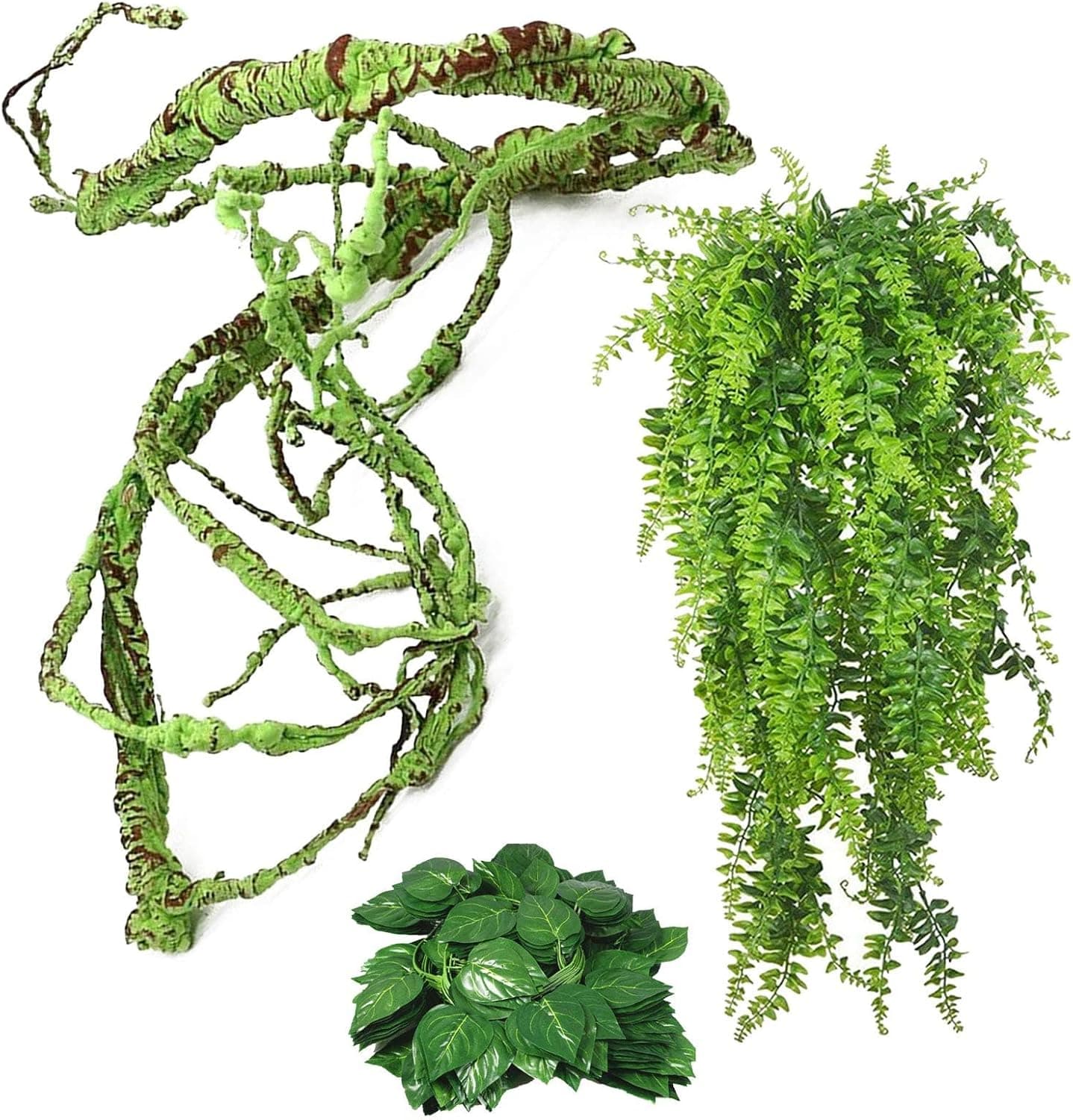 kathson 3 PCS Reptile Vines Plants Flexible Bendable Jungle Climbing Vine Terrarium Decor