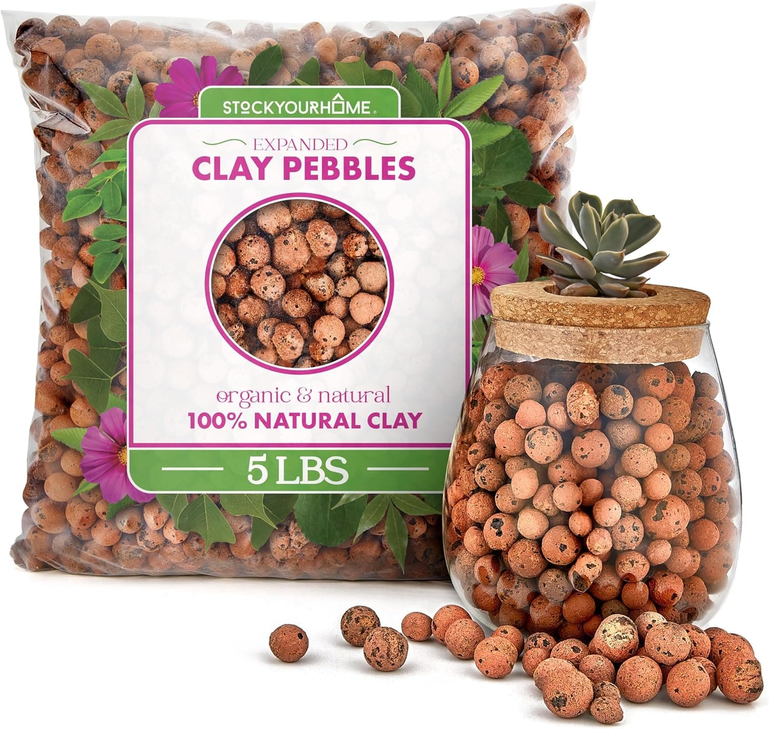 Stock Your Home 5 lbs LECA Balls Expanded Clay Pebbles Drainage Layer for Terrariums
