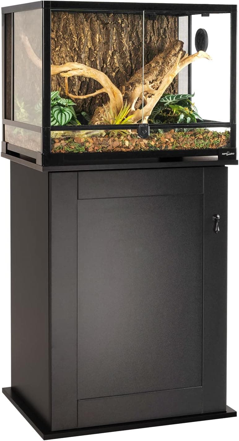 REPTIZOO Reptile Terrarium Stand Wooden Terrarium Cabinet with Storage and Adjustable Shelf for 24"W x 18"D Terrarium
