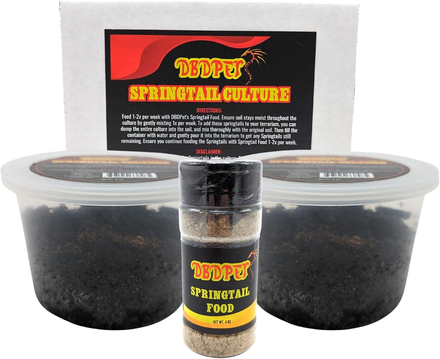 DBDPet Live Springtail Cultures - Microfauna for Bioactive Reptile and Amphibian Cages (Value Pack, 2 Cultures and Food)