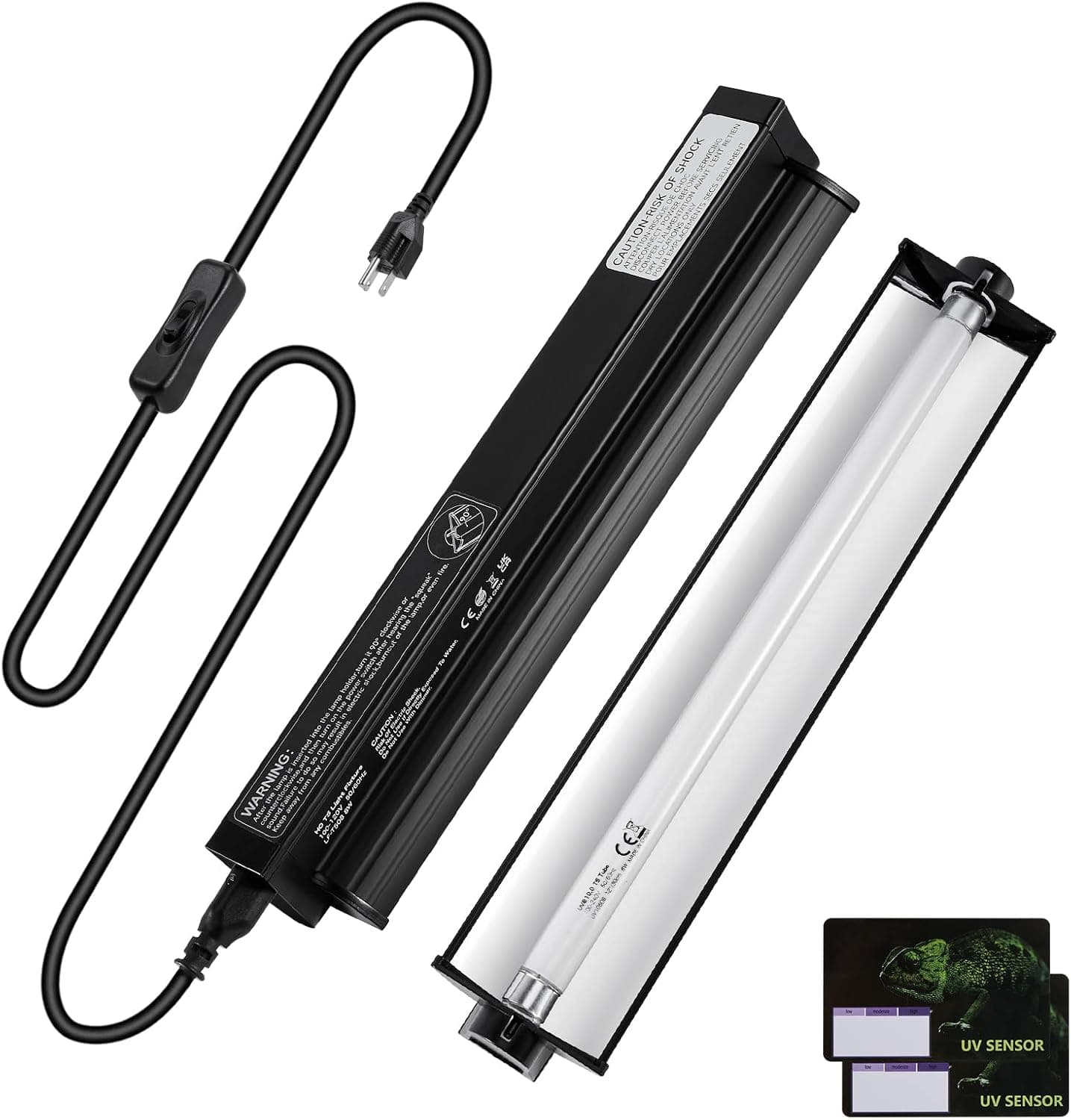 DXOPHIEX 24W HO T5 UVB Reptile Light Fixture with Bulb, 24 inch Bearded Dragon UVB Light Bar with 10.0 Bulb