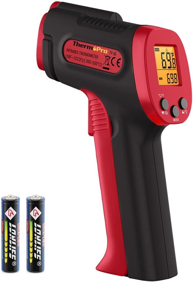 ThermoPro TP30 Infrared Thermometer Gun, Laser Temperature Gun with Adjustable Emissivity and Max Measure