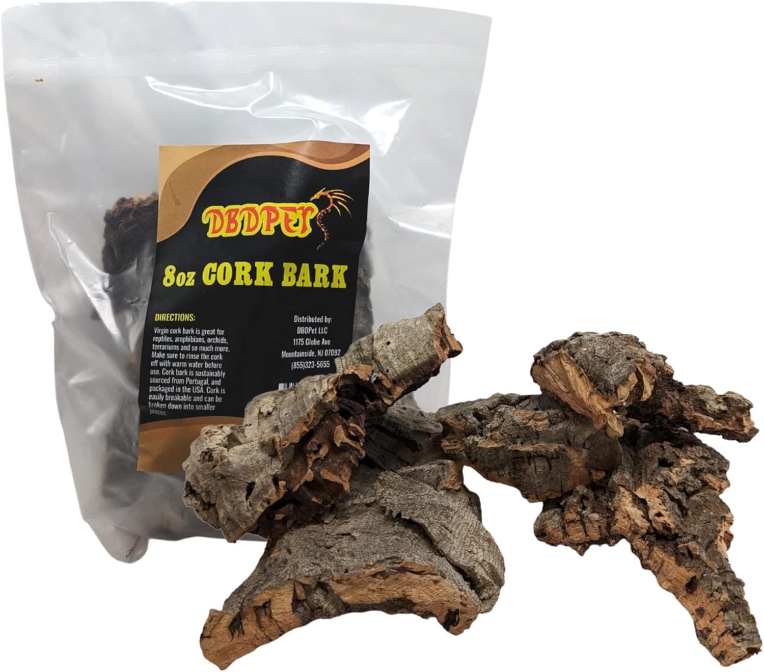 DBDPet Virgin Reptile Cork Bark - Assorted Pieces (Rounds, Half Rounds and Flats by Weight), 8 oz