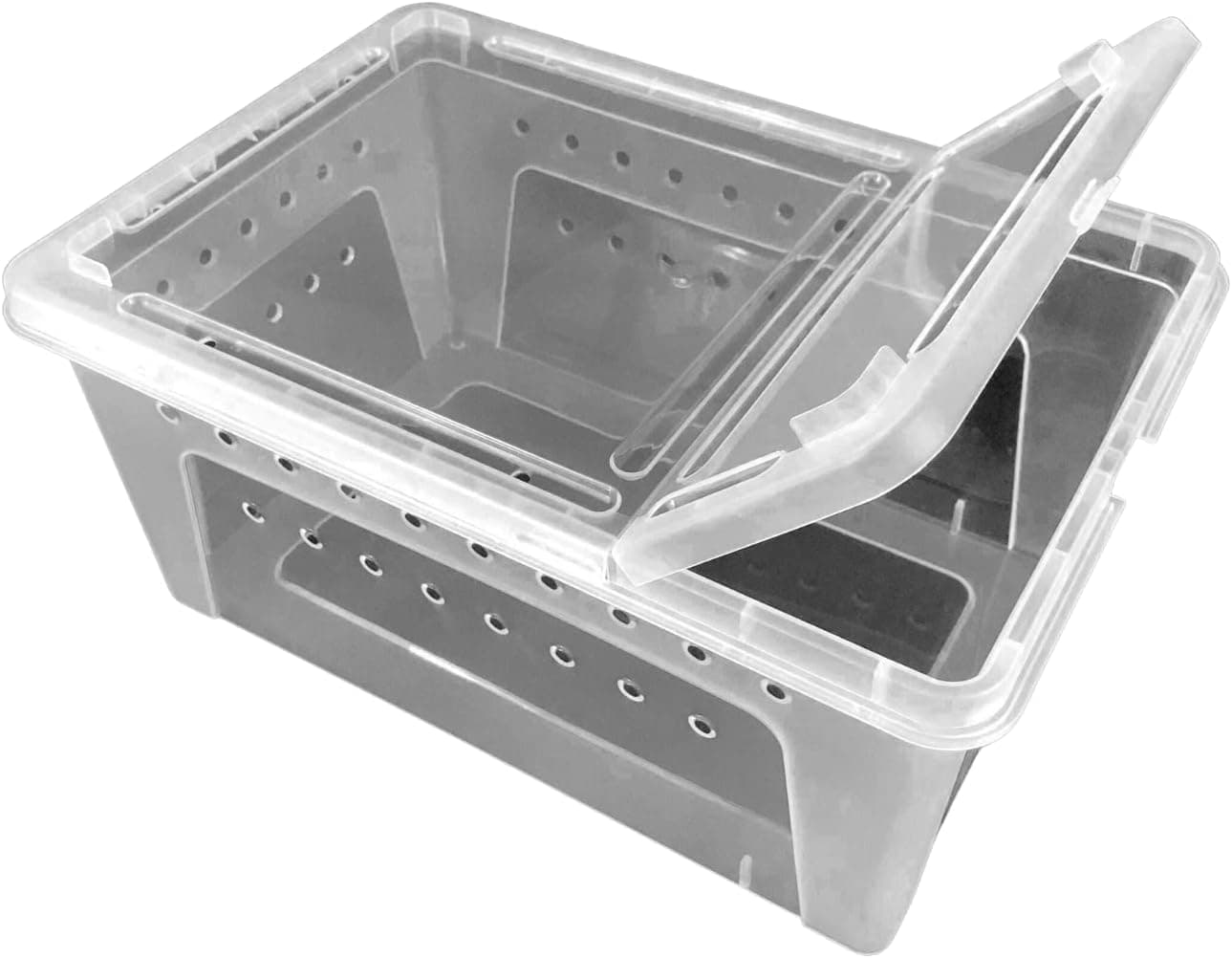 Jungle Bob Clear Plastic Reptile Terrarium Box with Side Ventilation, Small 7.5 x 5 x 3 in