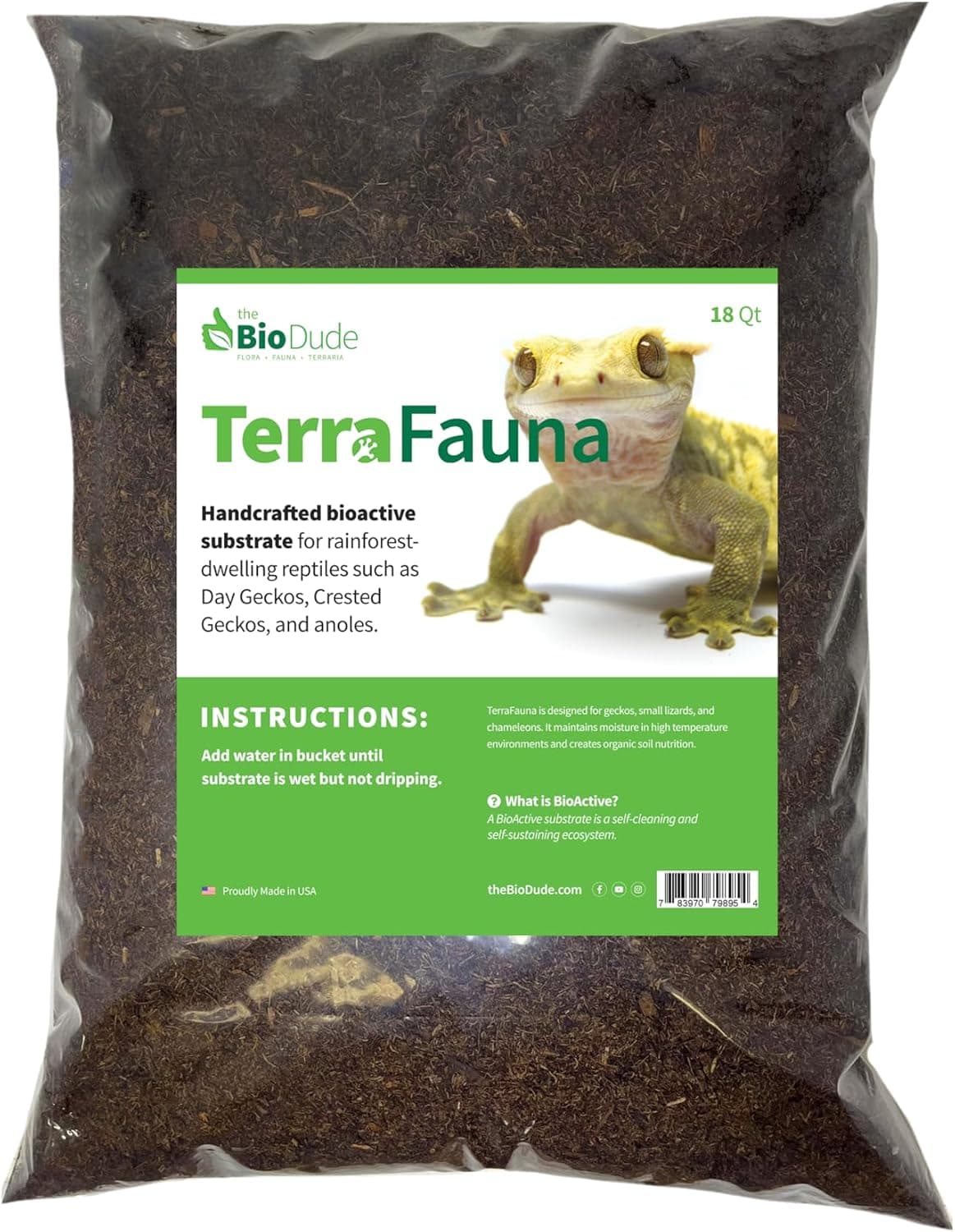 The Bio Dude Terra Fauna Bioactive Reptile Substrate 18 Quart for Terrariums and Vivariums