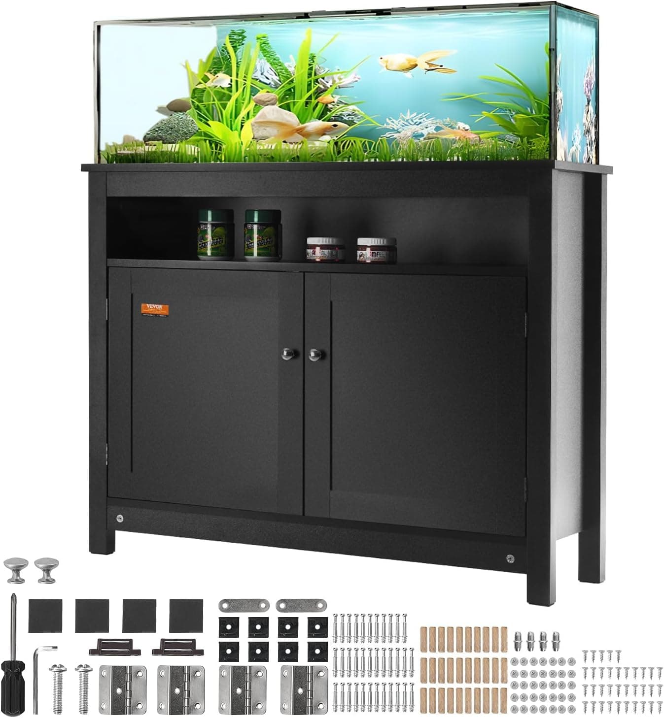 VEVOR Aquarium Stand, 40 Gallon Fish Tank Stand, MDF Turtle Tank Stand, Reptile Tank Stand with Storage Cabinet