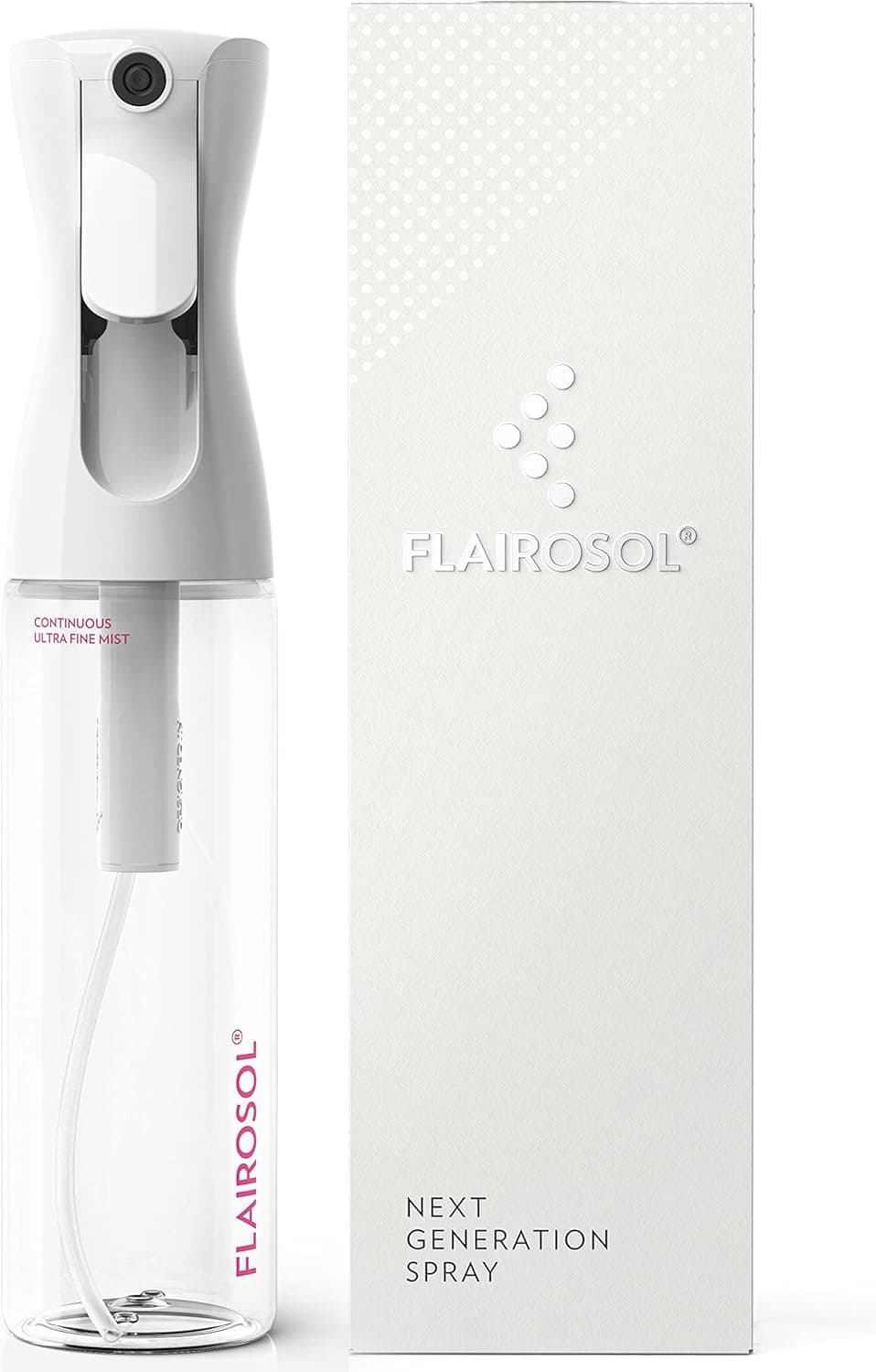 FLAIROSOL Continuous Spray Bottle, Ultra Fine Mist, 10.1 oz, Black and White