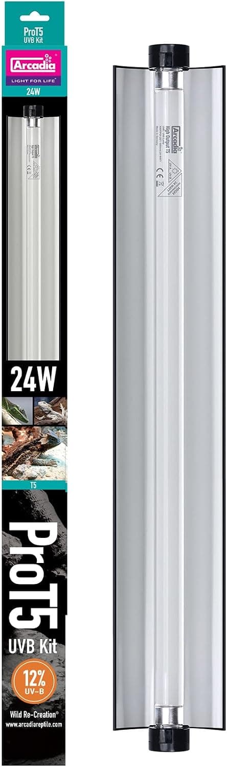 Arcadia T5 UVB Reptile Light Fixture Kit, 22.5 inch Long, 24 Watts, 12% UVB Desert