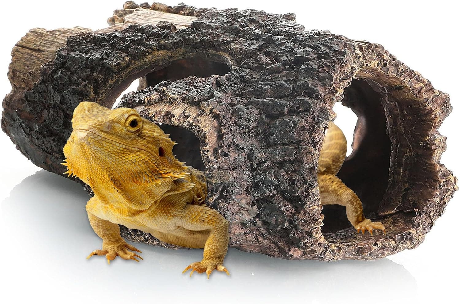 Reptile Hide Cave, Resin Hollow Log Hideout, Reptile Tank Accessories Climbing Hideaway Decor