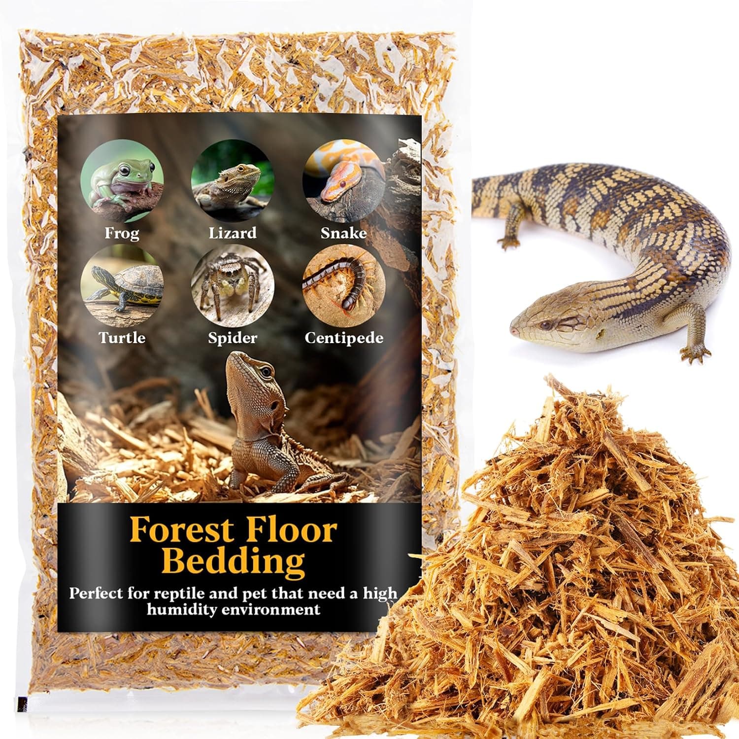 MAQIHAN 14.8 OZ Cypress Bedding for Reptiles, Forest Floor Cypress Mulch for Ball Python, Tortoise, Snakes, Lizards