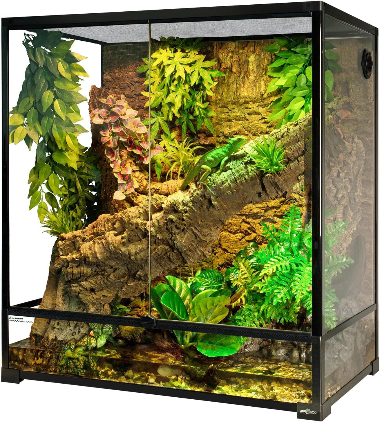 REPTI ZOO Large Tall Glass Reptile Tank 36 x 18 x 36 Inches, 100 Gallon Vertical Reptile Terrarium with Mesh for Chameleon and Arboreal Lizards