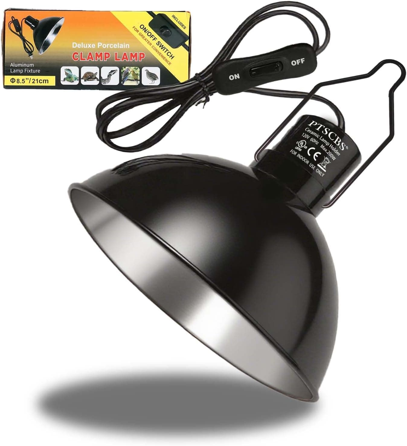 PTSCBS 8.5 Inch Standard Lamp Dome for Reptile Heating Lamps and Ceramic Heat Emitters, up to 200W E26