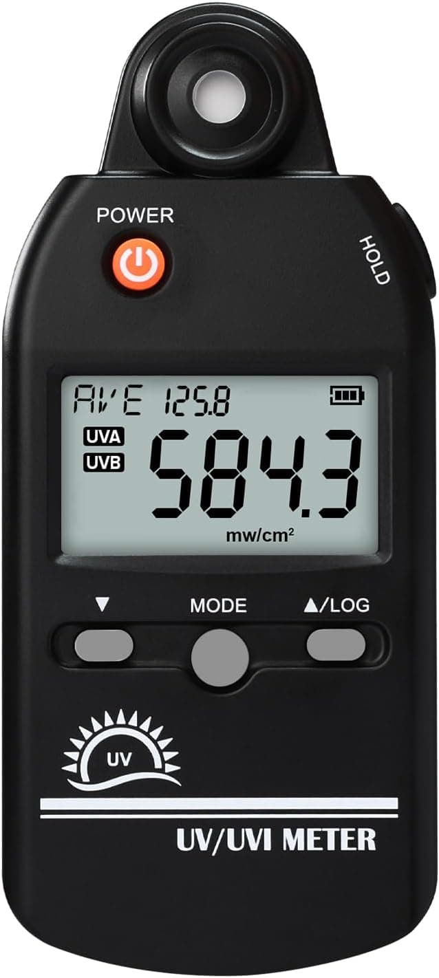 JuviPerpric UV Meter, UV Index Meter, 280-400 nm Handheld Digital Radiometer UVA/UVB/UVI Meter, UV Light Detector for Reptiles