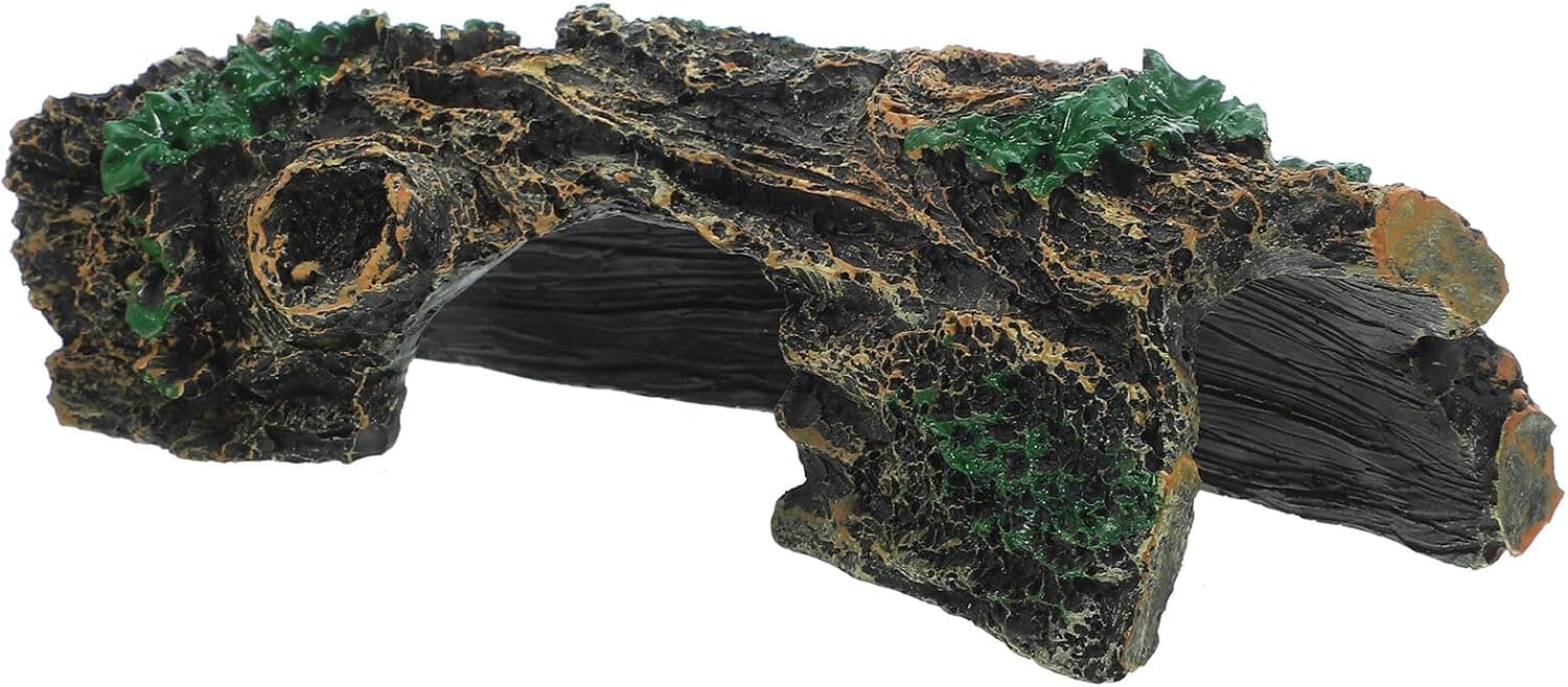 SUPVOX Realistic Hollow Wood Reptile Hideout Shelter, Natural Resin Snake Terrarium Cave