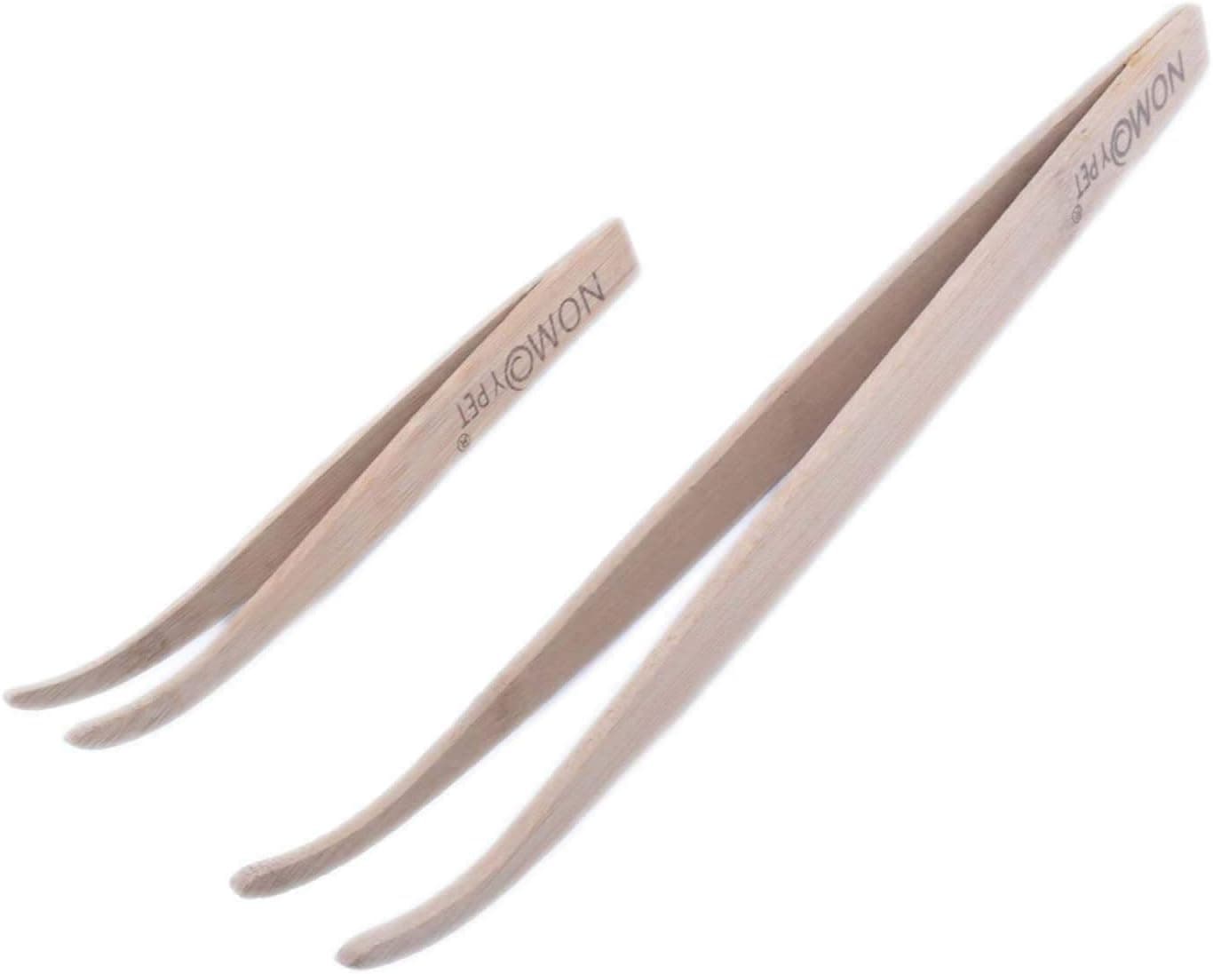 pranovo 2 Pack Bamboo Feeding Tool Angled Reptile Feeding Long Tongs Eco-Friendly Feeder Grasping Tools for Reptile Terrarium