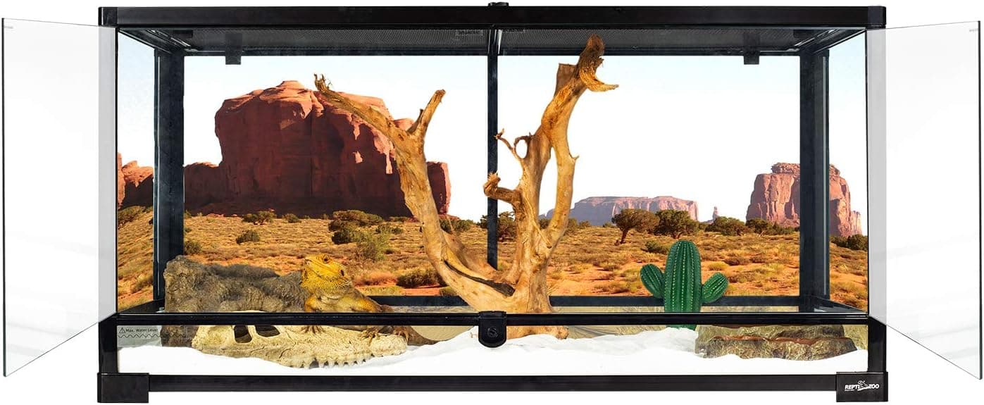REPTI ZOO 50 Gallon Reptile Glass Terrarium Tank, Double Hinge Door with Screen Ventilation, 36 x 18 x 18 Inches (Knock-Down)