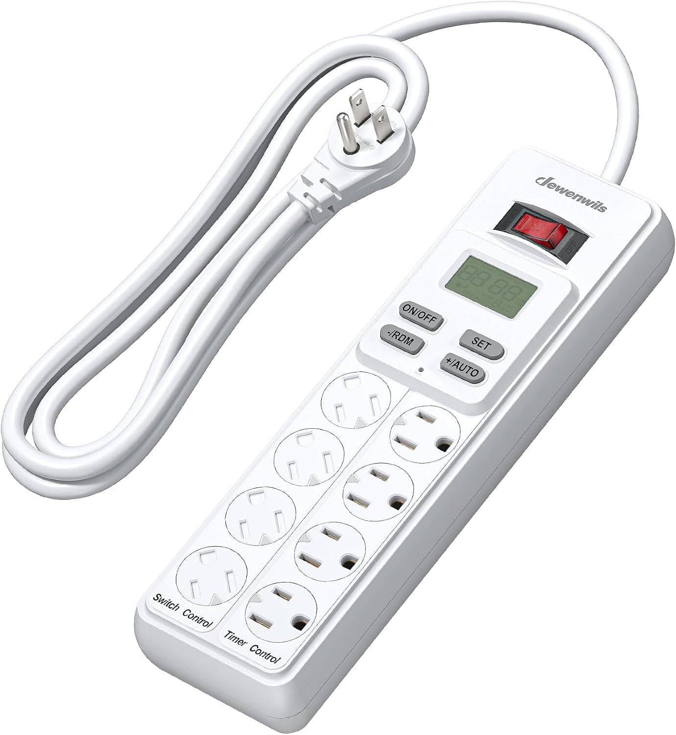 DEWENWILS 8-Outlet Power Strip with Timer, 4 Timed and 4 Always On, Digital Timer Outlet for Reptile Light and Aquarium