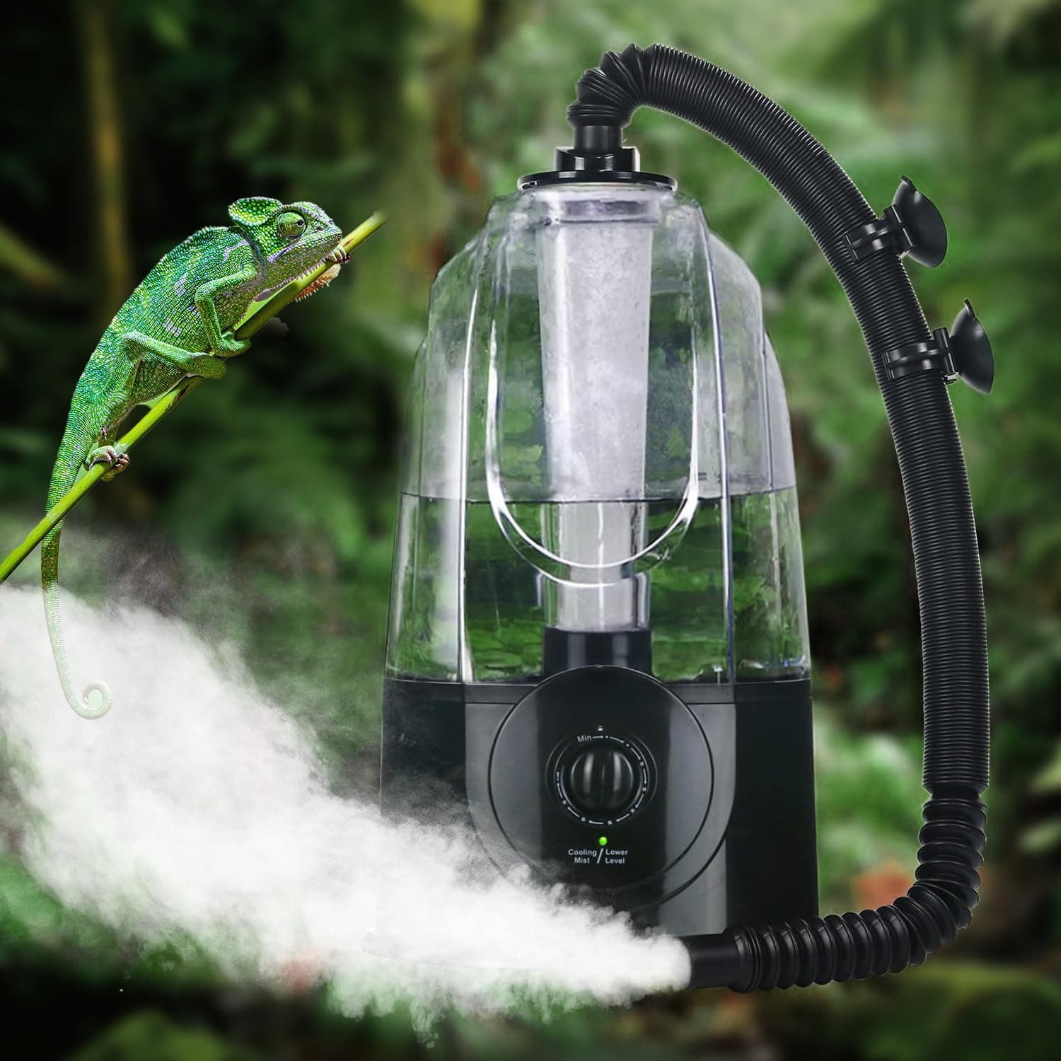 Coospider 3.8L Reptile Fogger Mister, Quiet Reptile Humidifier for Reptiles Tank with Extended Tube