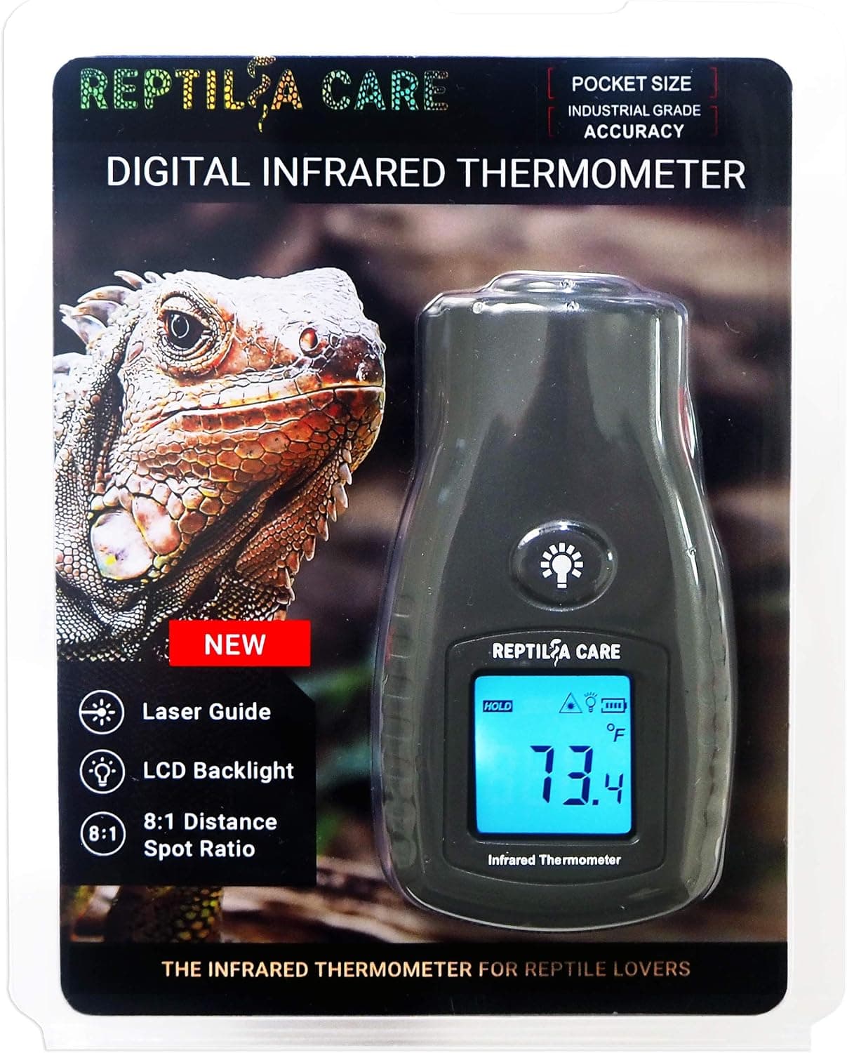 Reptilia Care Digital Infrared Thermometer for Reptiles, Terrarium Temperature Gun, Black