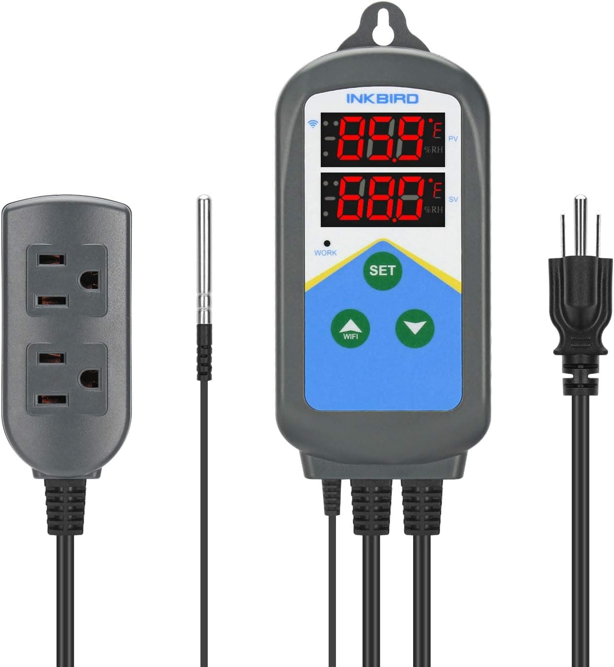 Inkbird Temperature Controller ITC-306T WiFi Heat Lamp Thermostat Reptile Temperature Controlled Outlet for Heat Mat, 1200W, 10A