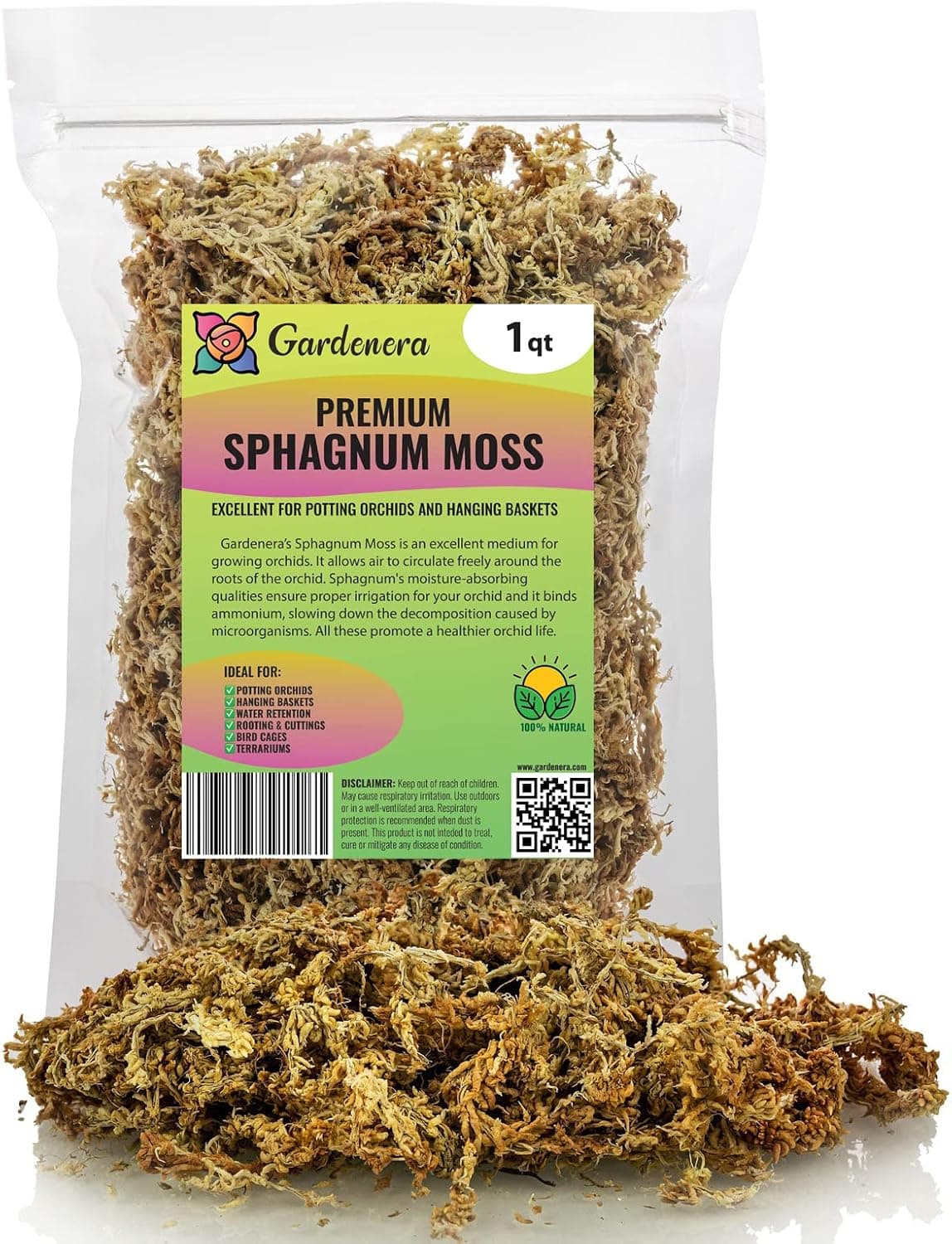 Gardenera Premium New Zealand Sphagnum Moss Long Fibered, 1 Quart
