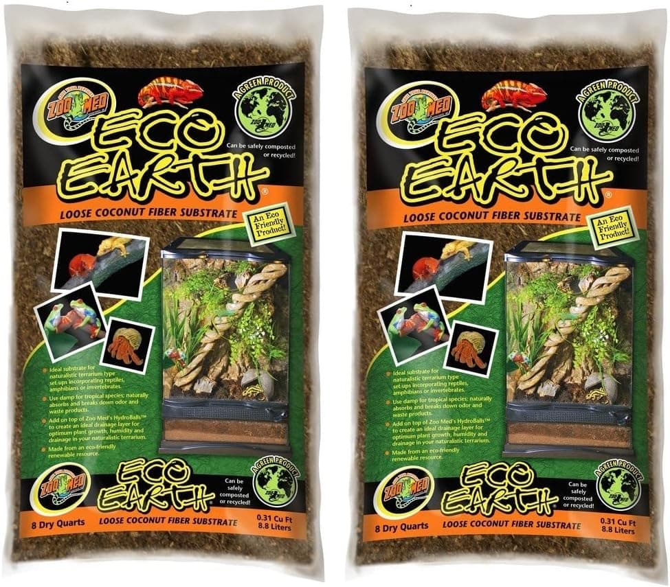 Petshine 2 Pack 8QT Coconut Fiber Substrate for Naturalistic Terrariums, Reptiles and Invertebrates