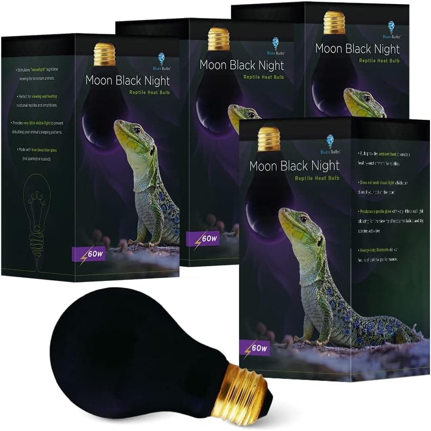 Bluex Bulbs 4 Pack A19 60W Moon Black Night Reptile Heat Bulb Night Basking Light E26