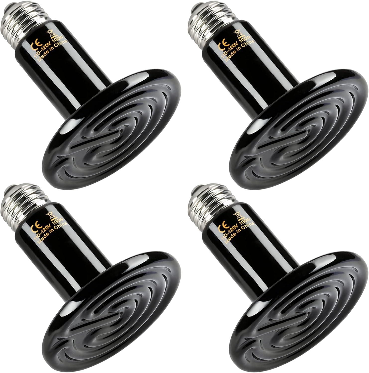 HealSmart Reptile Heat Lamp 100W 2-Pack Ceramic Heat Emitter, No Light Emitting Heat Bulbs